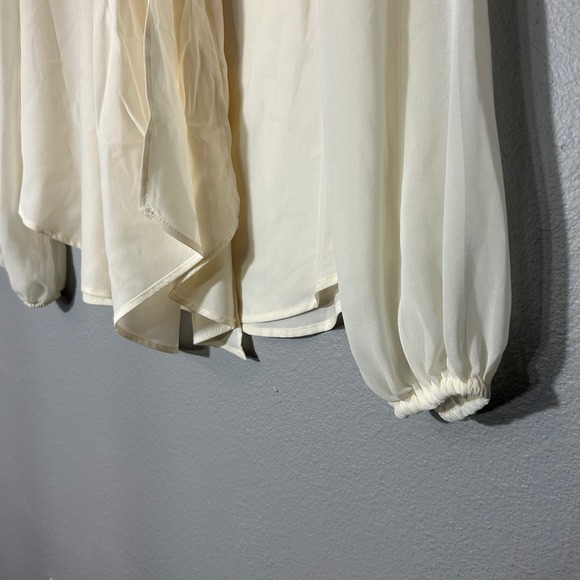 Bar III Tie-Neck Sheer Blouse Long Sleeve Flowy Elegant Top Size XXS NWT - Picture 5 of 7